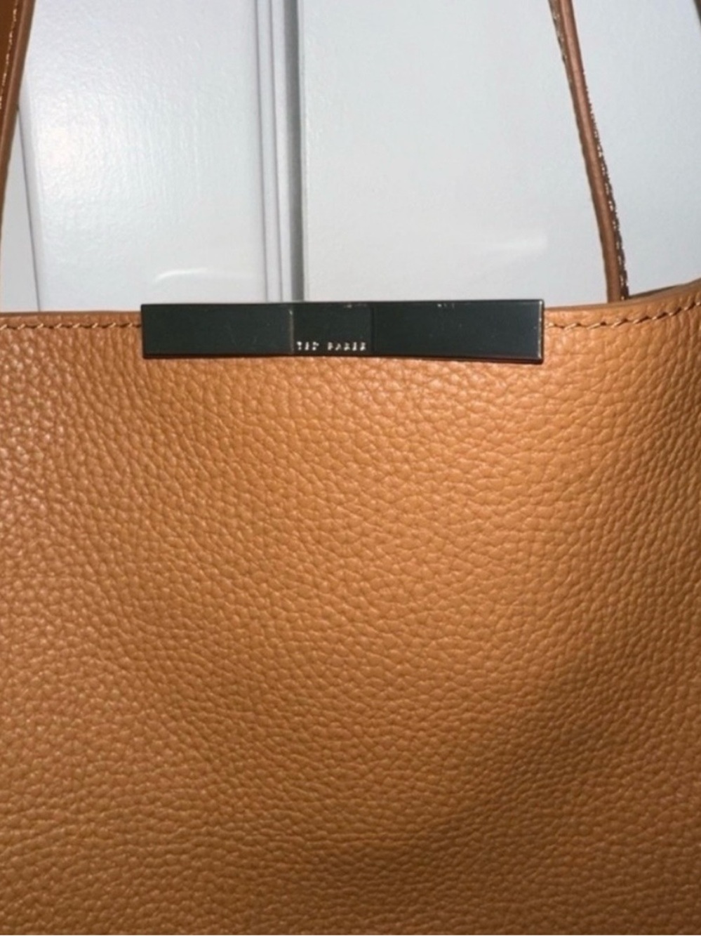 Ted Baker Camel Leather Tote with Silver Accent - Picture 7 of 8